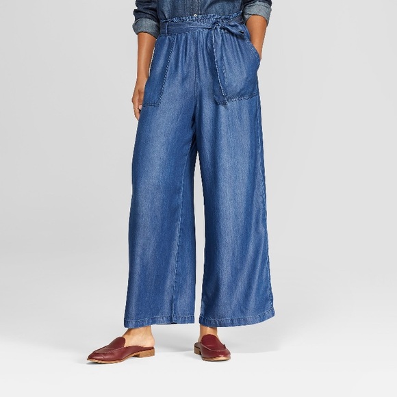 wide leg tie waist jeans